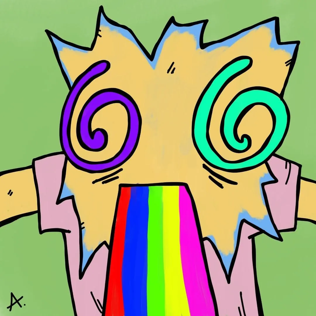 Emotional character climbing a towering mountain made of colorful overwhelming feelings