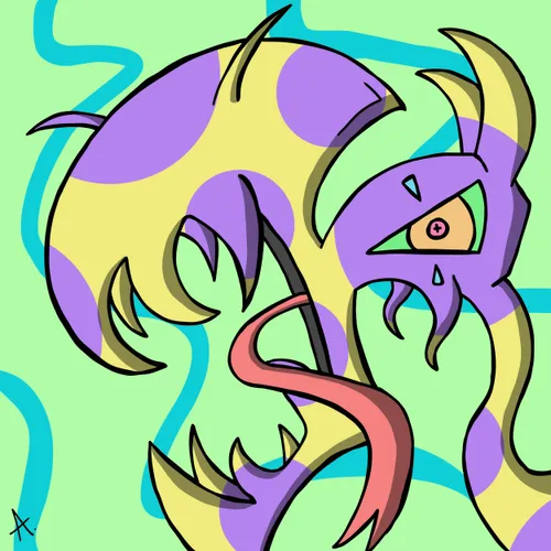 Colorful digital illustration of a quirky cartoon dragon character