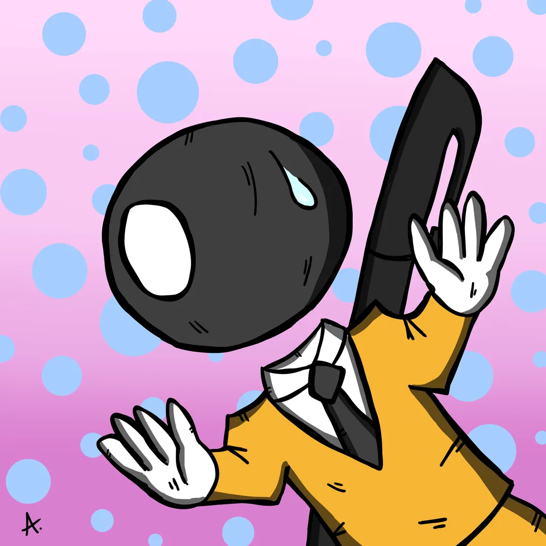 Cartoon illustration of BIC Boy, the black-headed schoolboy mascot of the BIC stationery brand